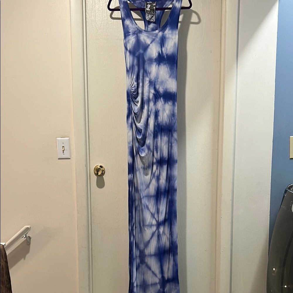 Young Fabulous & Broke Blue and White Tie-Dye Tank Dress M